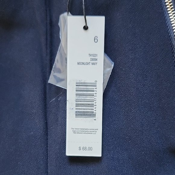 Tahari Navy Wide Leg Pants with Gold Accents - Picture 2 of 6